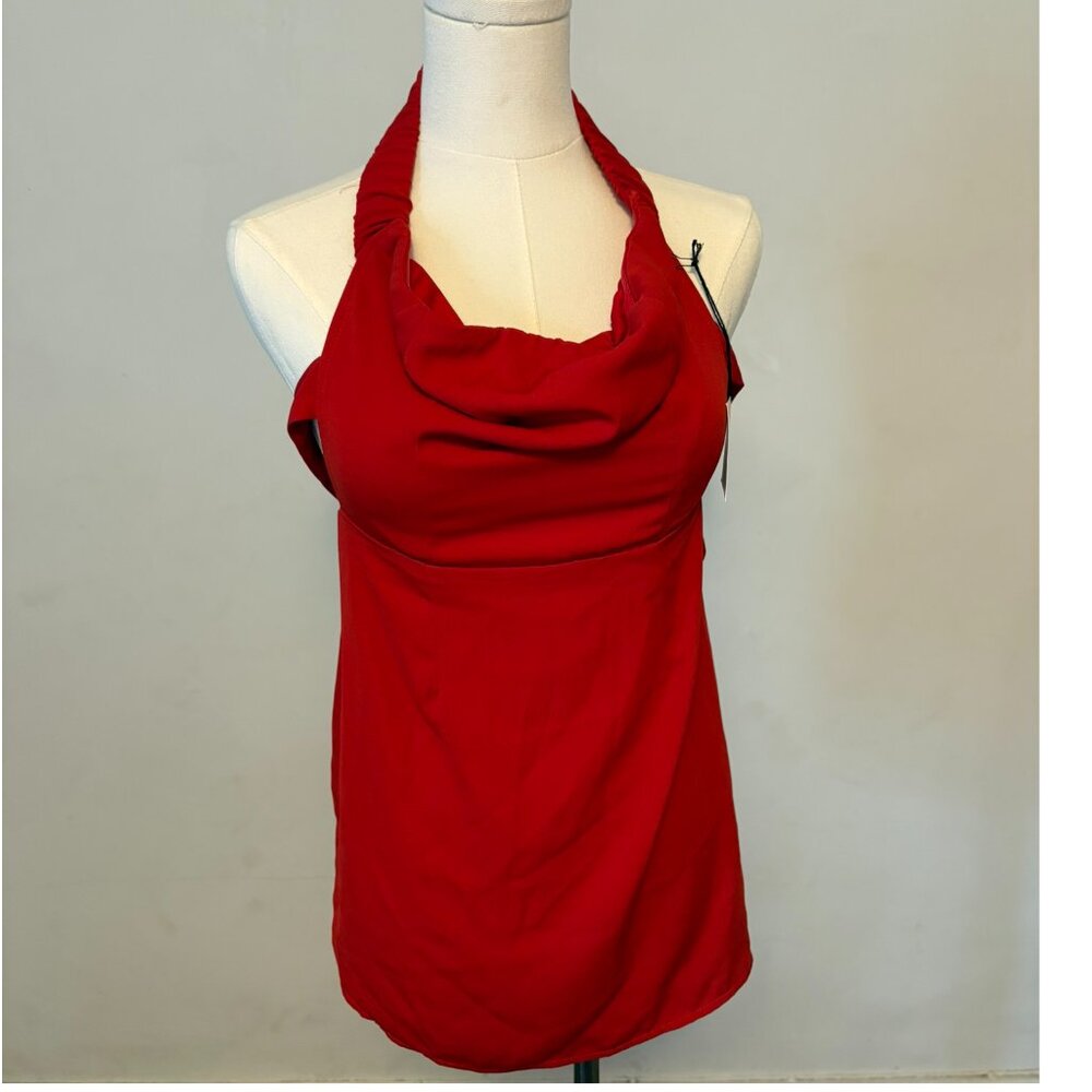 Super Down Size XS Red Strapless Open Back Halter Mini Dress